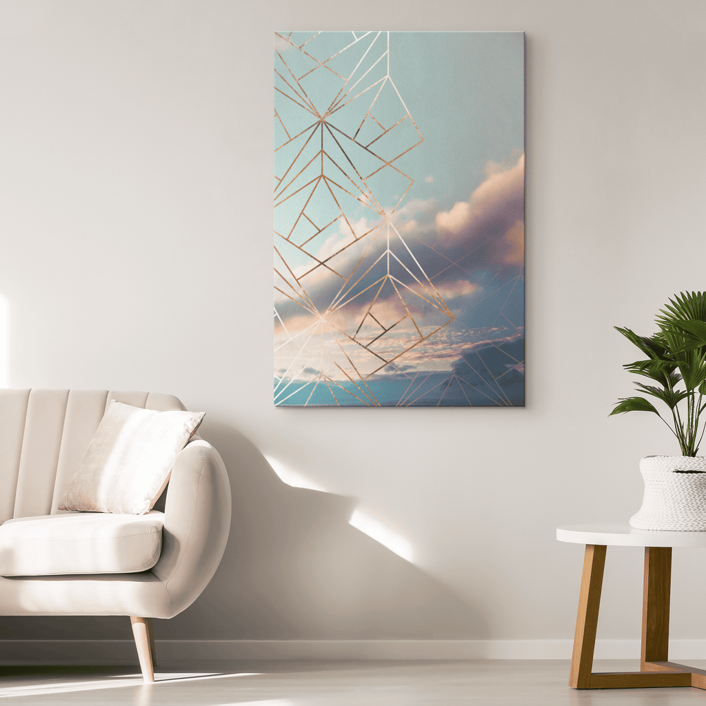 Gold Framed Art Deco Sky Canvas Wall Art – Art Deco Living Room Decor