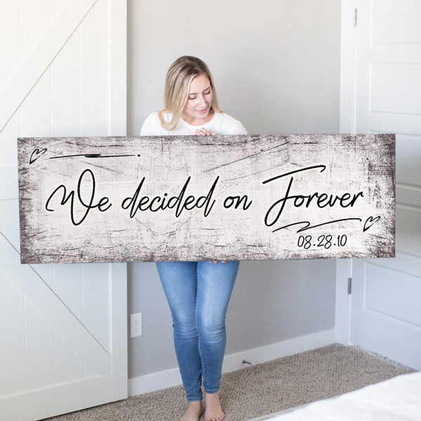 Personalized We Decided On Forever Panoramic Canvas Wall Art – Couple Gift
