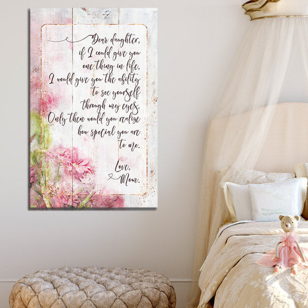 Dear Daughter, Love Mom Canvas Wall Art – Gift for Daughter