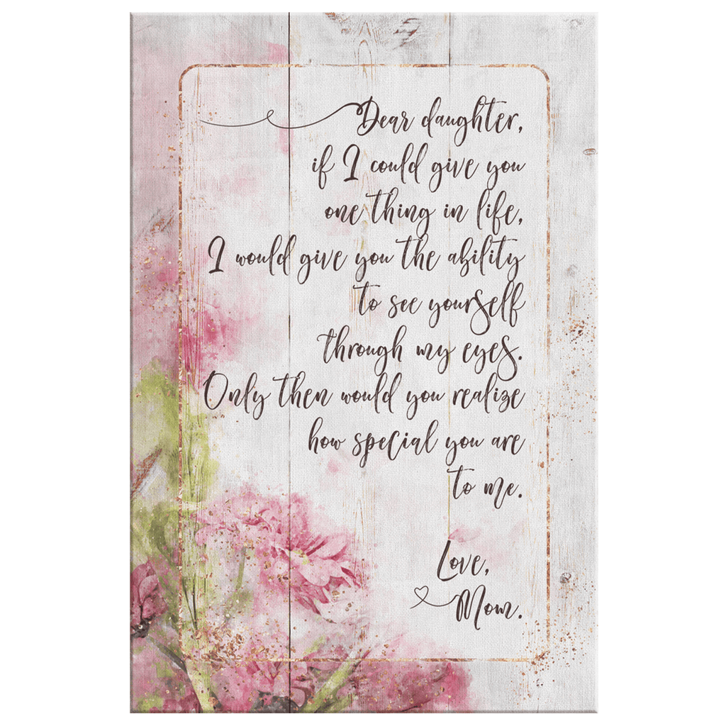 Dear Daughter, Love Mom Canvas Wall Art – Gift for Daughter