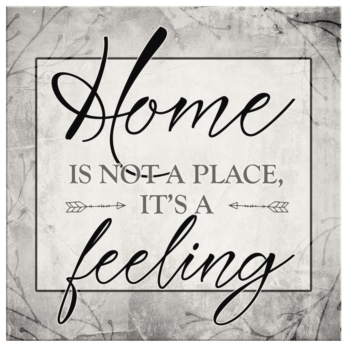 Home Is Not A Place, It's A Feeling Square Canvas Wall Art – Family Home Decor
