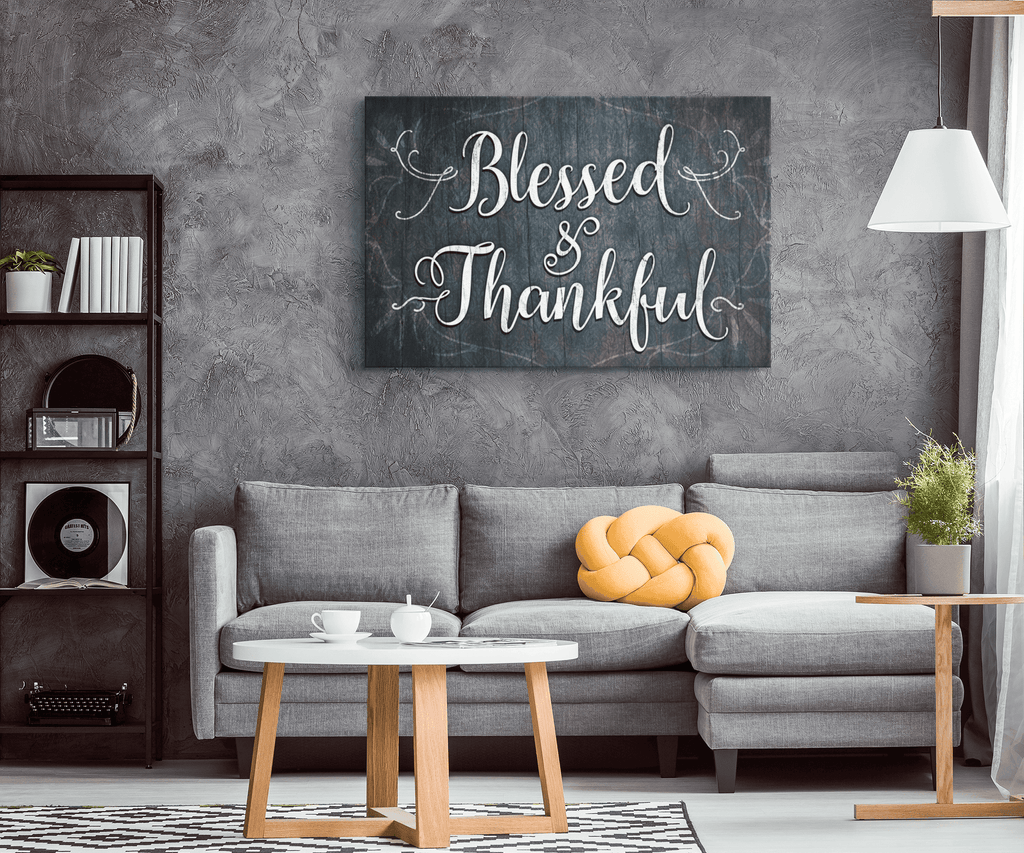 Blessed And Thankful Rustic Canvas Wall Art – Christian Wall Decor