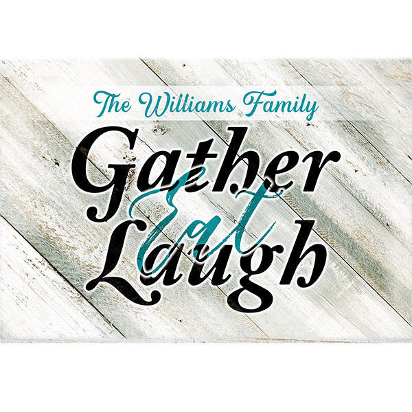Personalized Gather, Eat, Laugh Canvas Wall Art – Kitchen Wall Decor