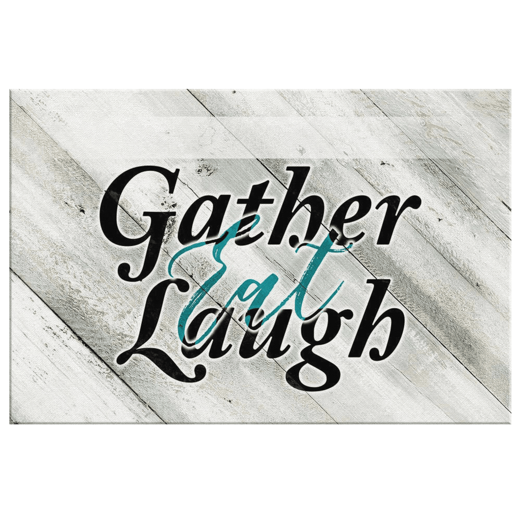 Personalized Gather, Eat, Laugh Canvas Wall Art – Kitchen Wall Decor