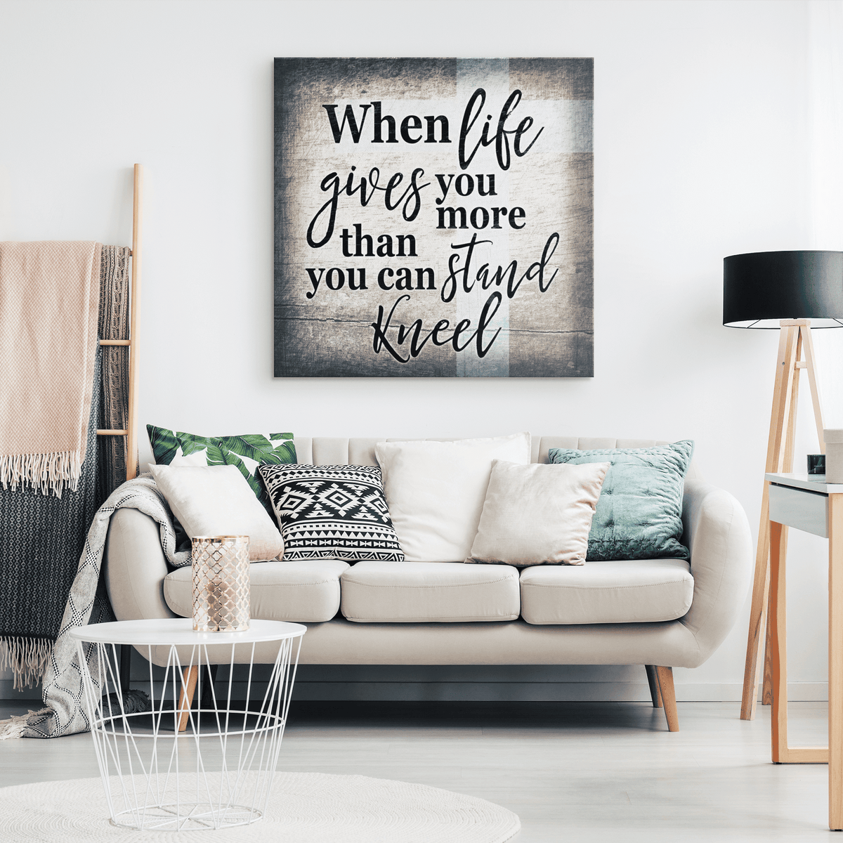 When Life Gives You More Than You Can Stand - Kneel Canvas Wall Art – Christian Wall Decor