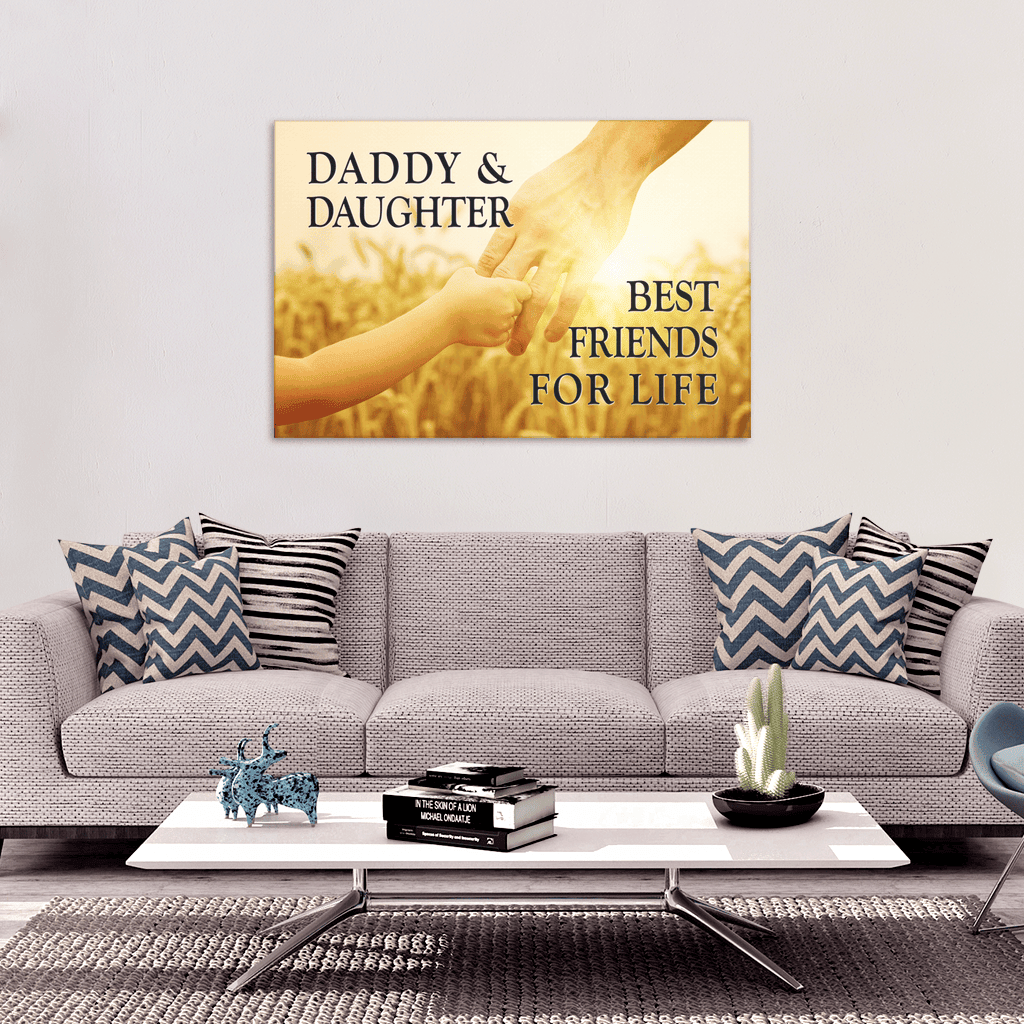 Daddy And Daughter Sunset Canvas Wall Art – Gift for Dad