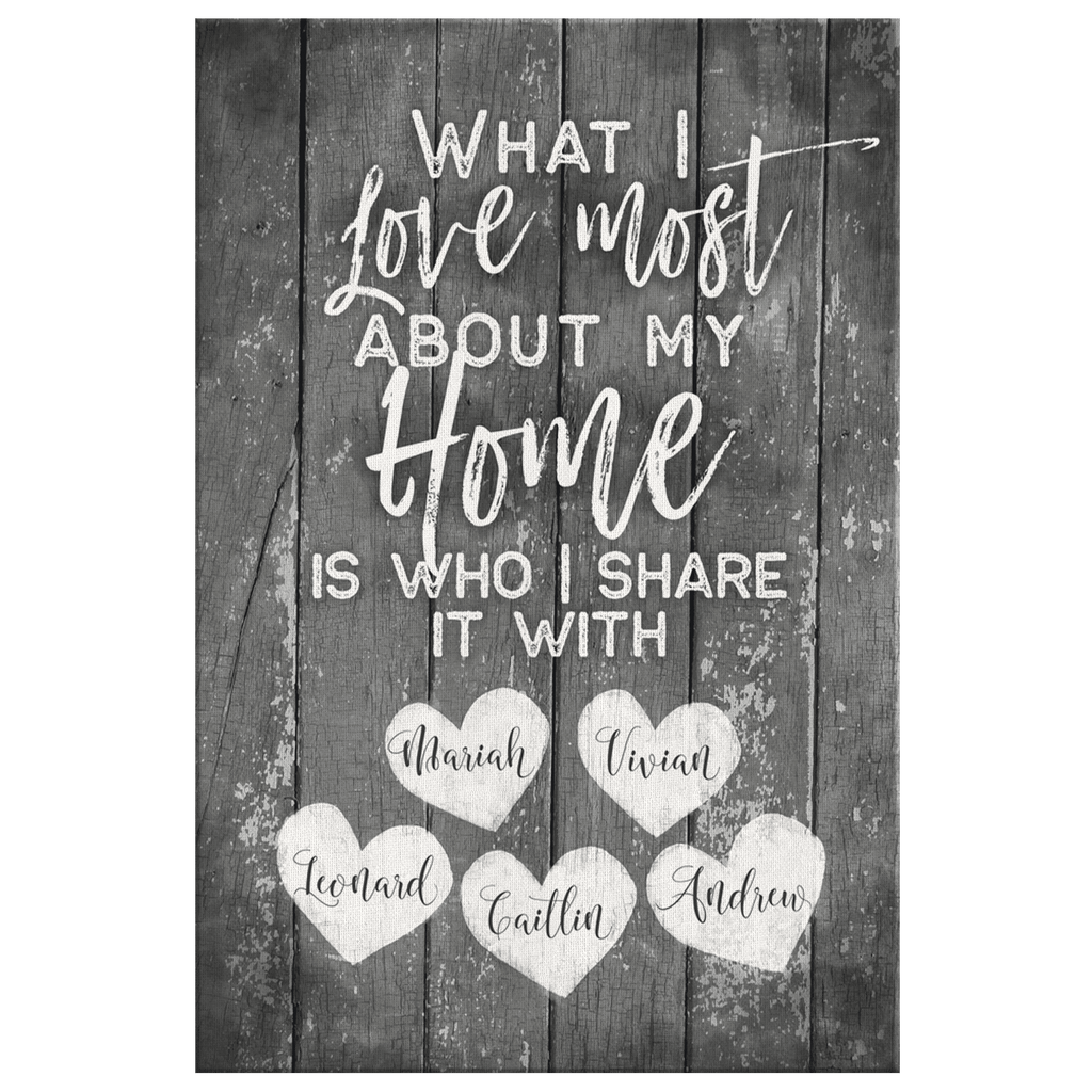 Personalized What I Love Most About My Home Canvas Wall Art – Family Home Decor