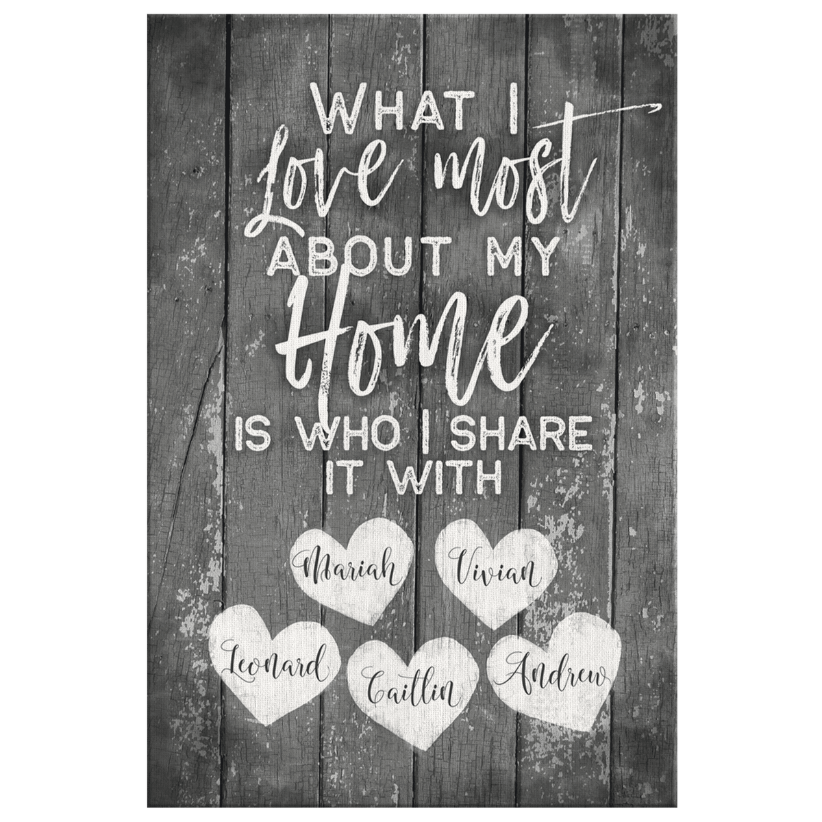 Personalized What I Love Most About My Home Canvas Wall Art – Family Home Decor