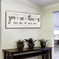 Personalized You + Me + Them = Us Panoramic Canvas Wall Art – Family Home Decor