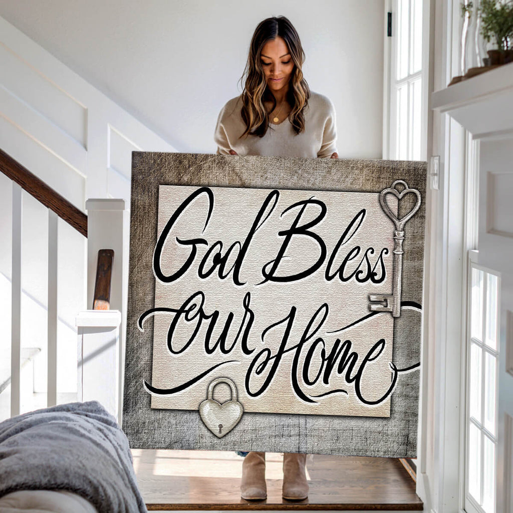 God Bless Our Home Canvas Wall Art – Christian Wall Decor