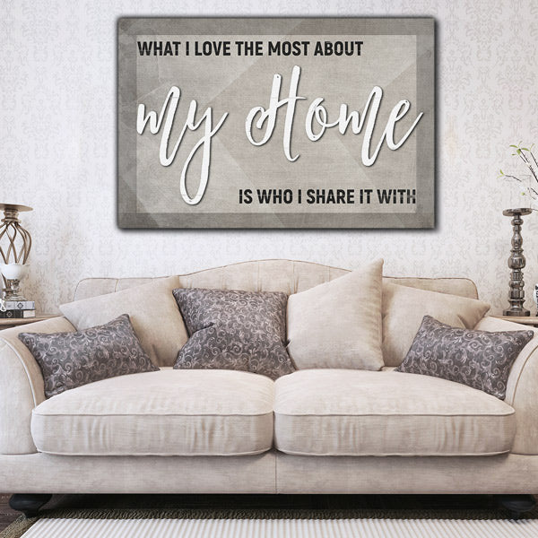 What I Love Most About My Home Canvas Wall Art – Family Home Decor