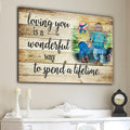 Loving You - A Wonderful Way To Spend A Lifetime Rustic Wood Couple Canvas Wall Art – Couple Gift