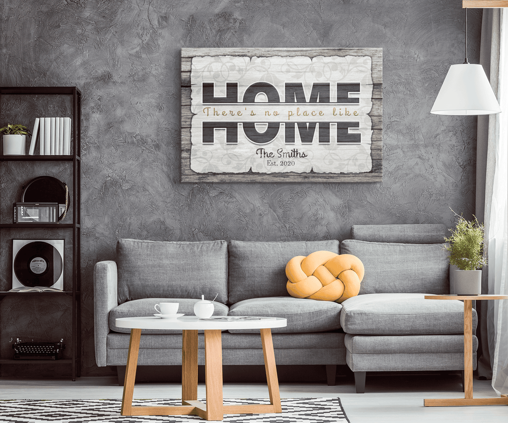Personalized There's No Place Like Home Canvas Wall Art – Family Home Decor
