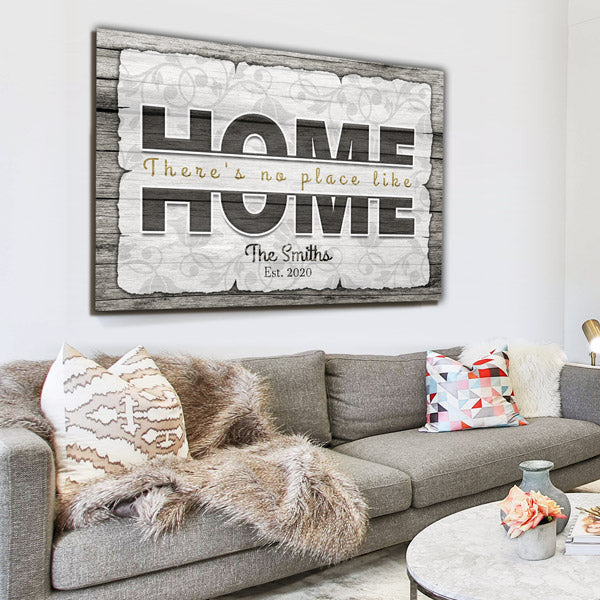 Personalized There's No Place Like Home Canvas Wall Art – Family Home Decor