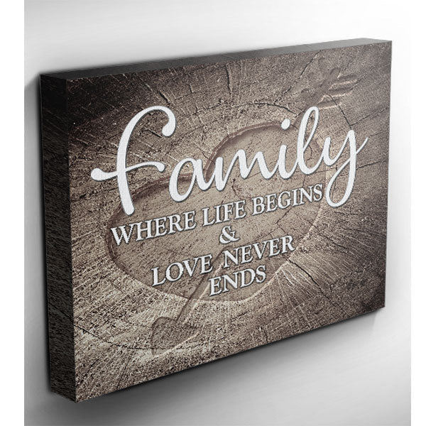 Family - Where Life Begins Canvas Wall Art – Family Home Decor