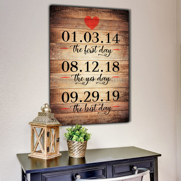 Personalized The First Yes, Best Day Canvas Wall Art – Wedding Gift