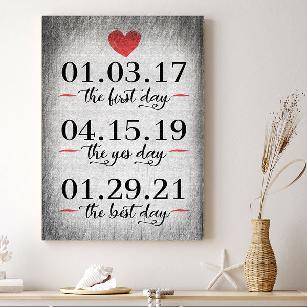 Personalized The First Yes, Best Day Canvas Wall Art – Wedding Gift