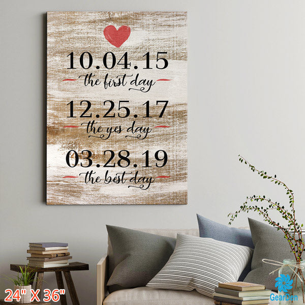 Personalized The First Yes, Best Day Canvas Wall Art – Wedding Gift