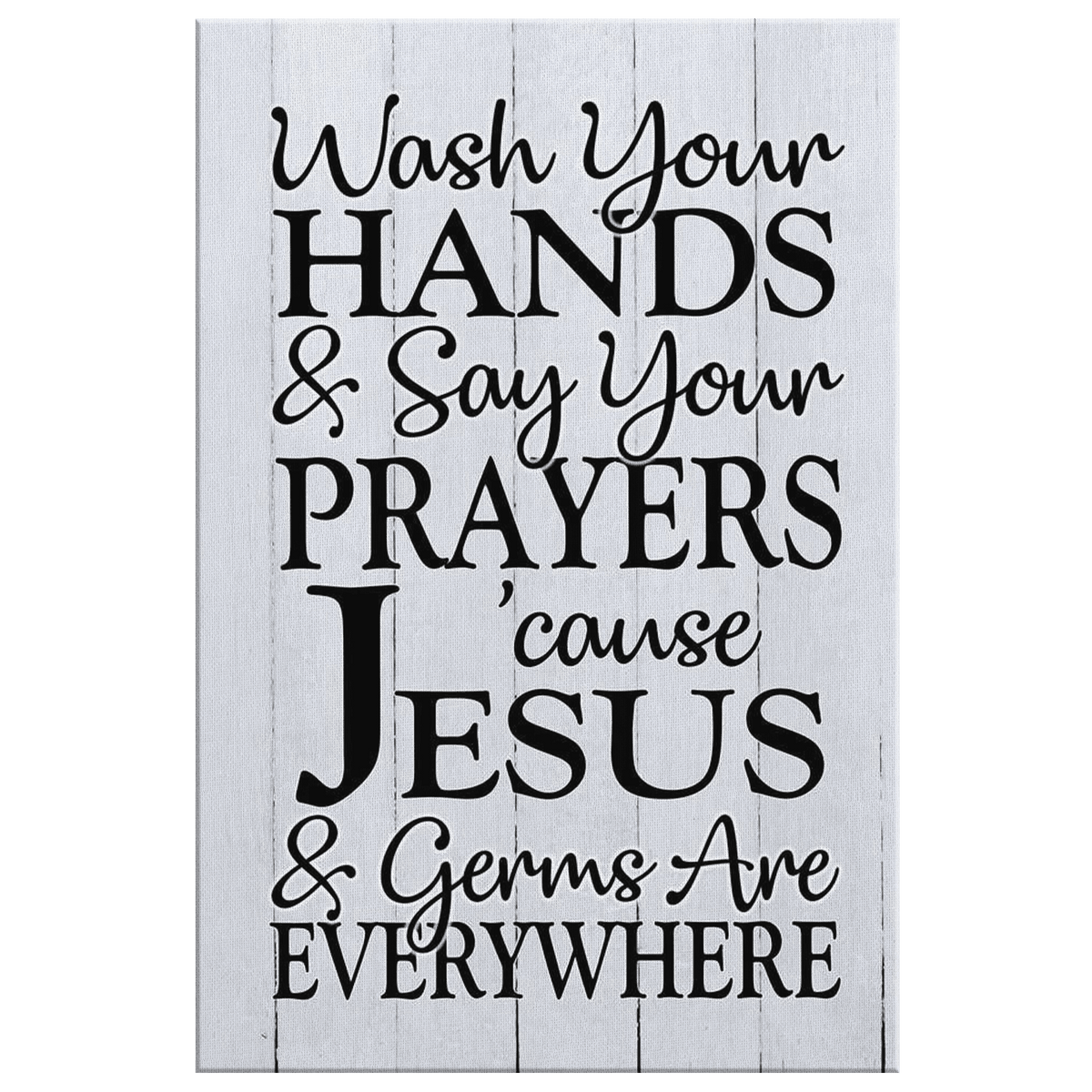 Wash Your Hands & Say Your Prayers Rustic Canvas Wall Art – Funny Bathroom Decor