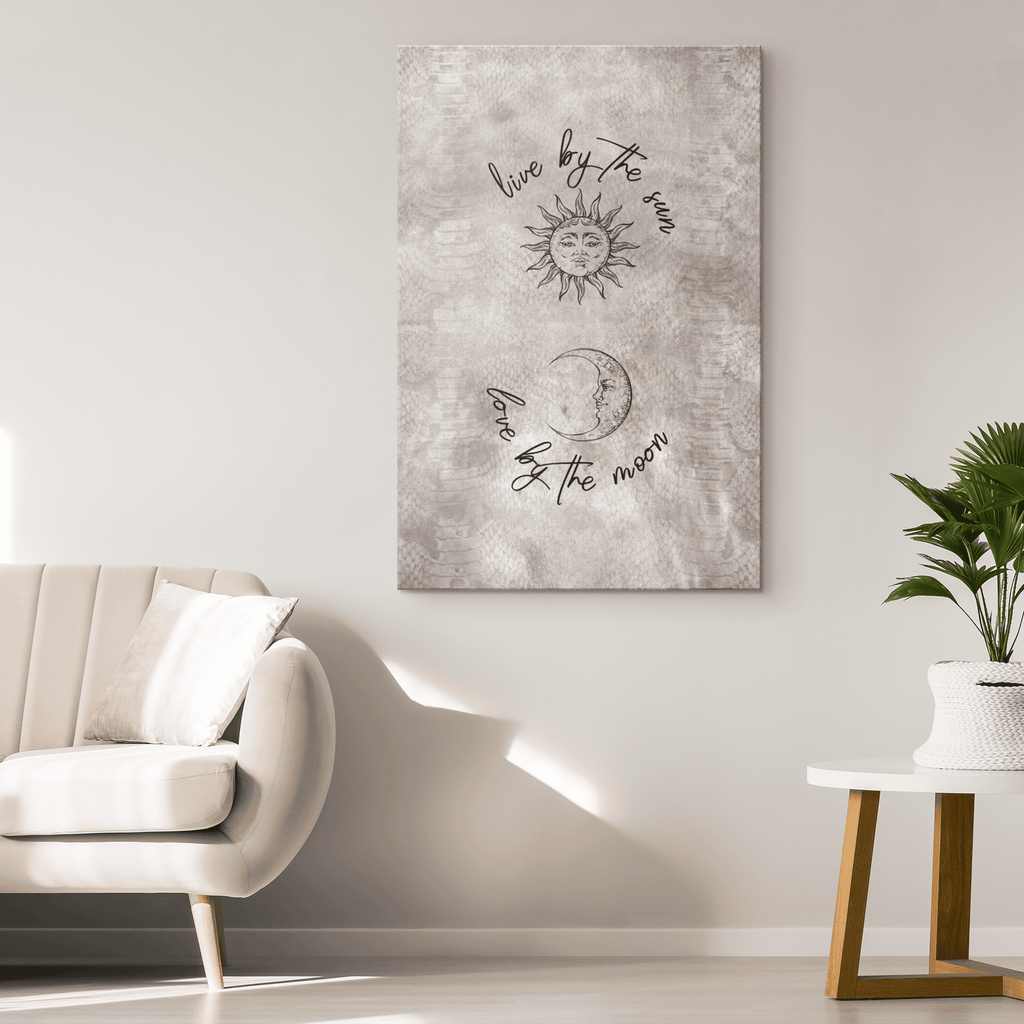 Live By The Sun, Love By The Moon Canvas Wall Art – Boho Bedroom Decor