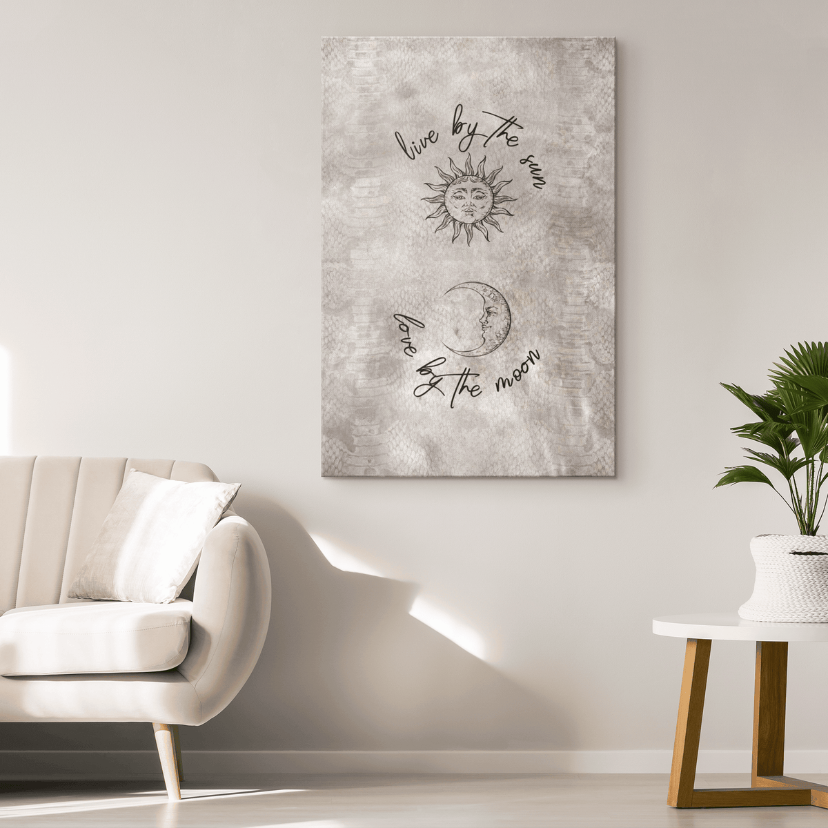 Live By The Sun, Love By The Moon Canvas Wall Art – Boho Bedroom Decor