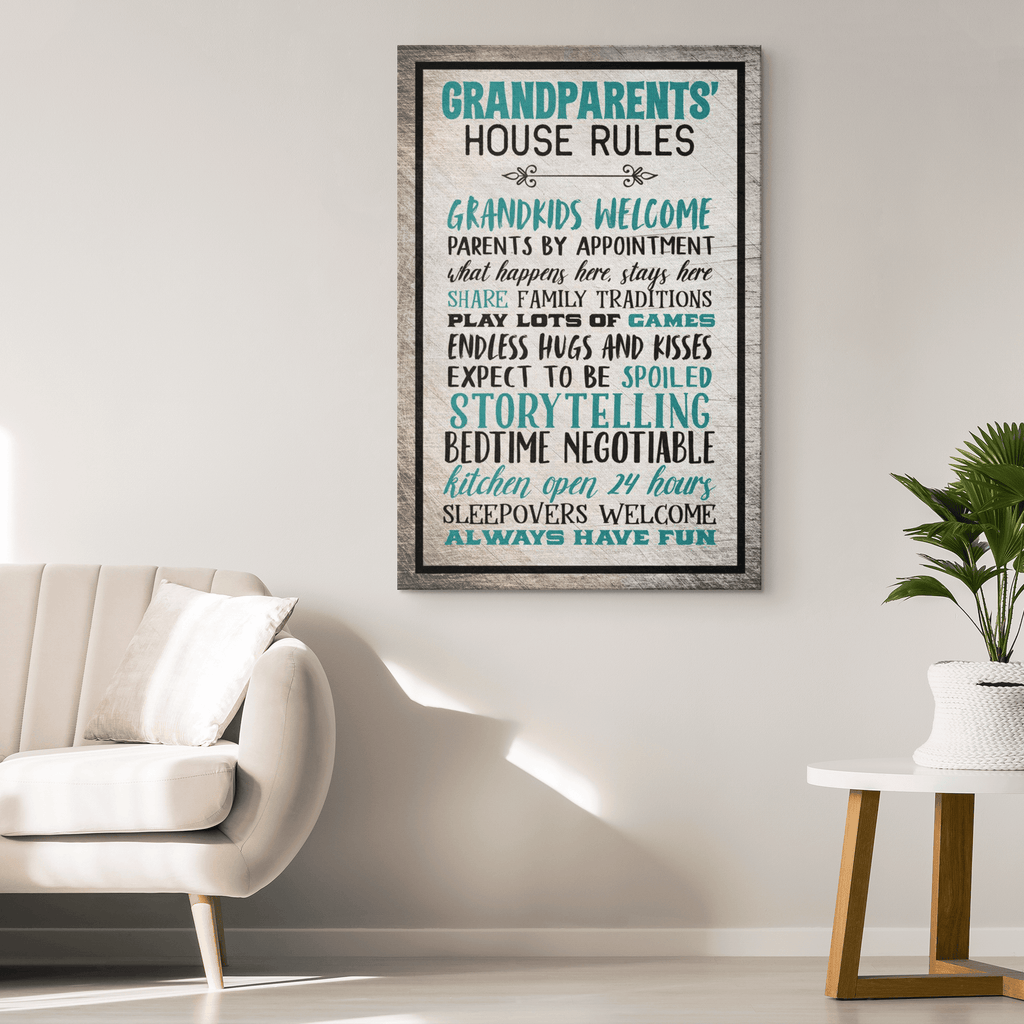 Grandparents' House Rules Canvas Wall Art – Gift for Grandparents