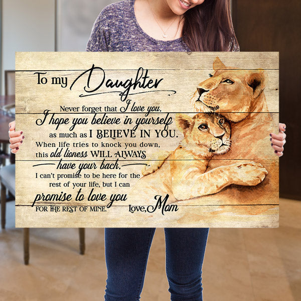To My Daughter, Never Forget I Love You, This Lioness Canvas Wall Art – Gift for Daughter