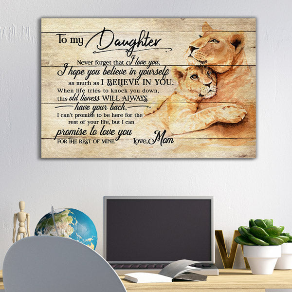 To My Daughter, Never Forget I Love You, This Lioness Canvas Wall Art – Gift for Daughter