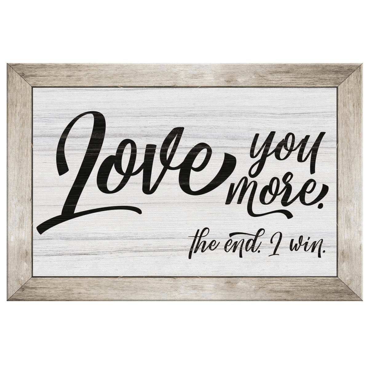 Love You More Black Script Canvas Wall Art – Couple Gift