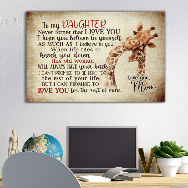 My Daughter, Love You For The Rest Of My Life Canvas Wall Art – Gift for Daughter