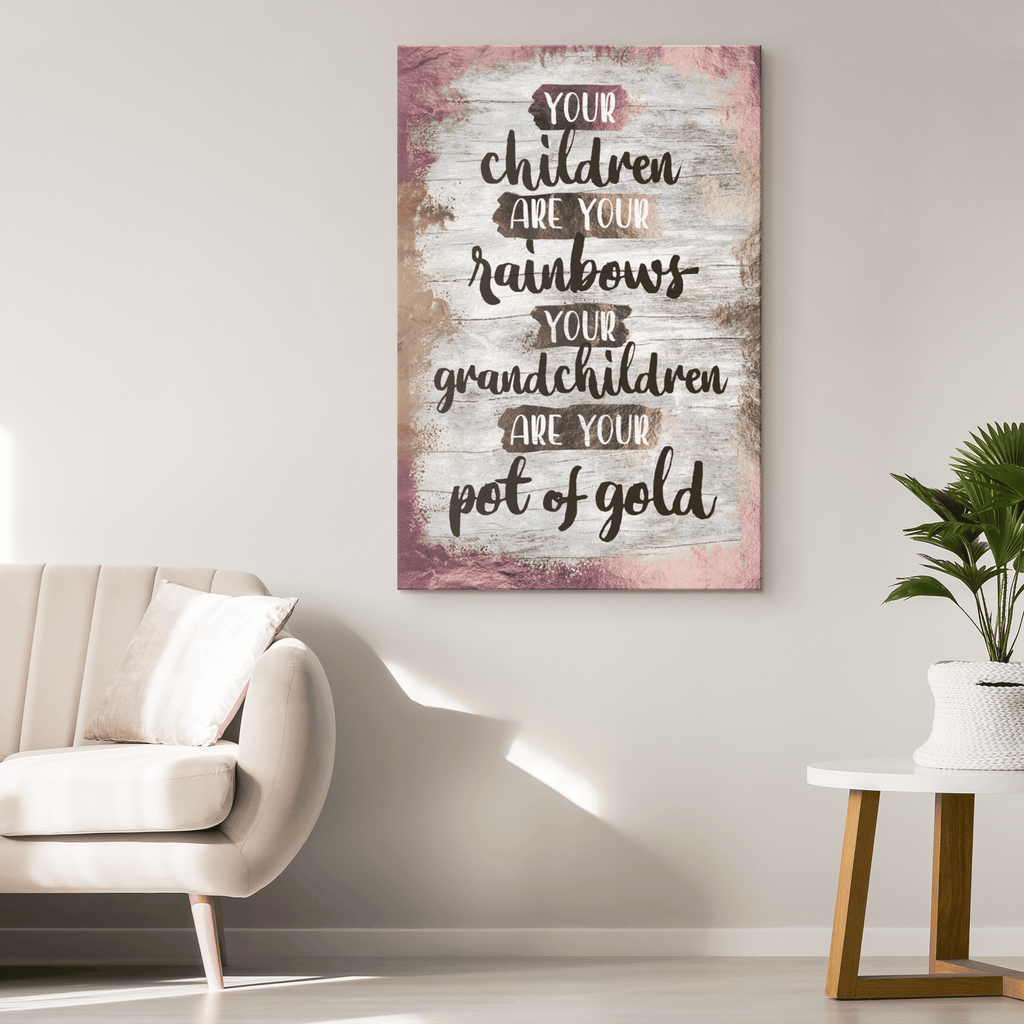 Grandchildren Are Your Pot Of Gold Canvas Wall Art – Gift for Grandparents
