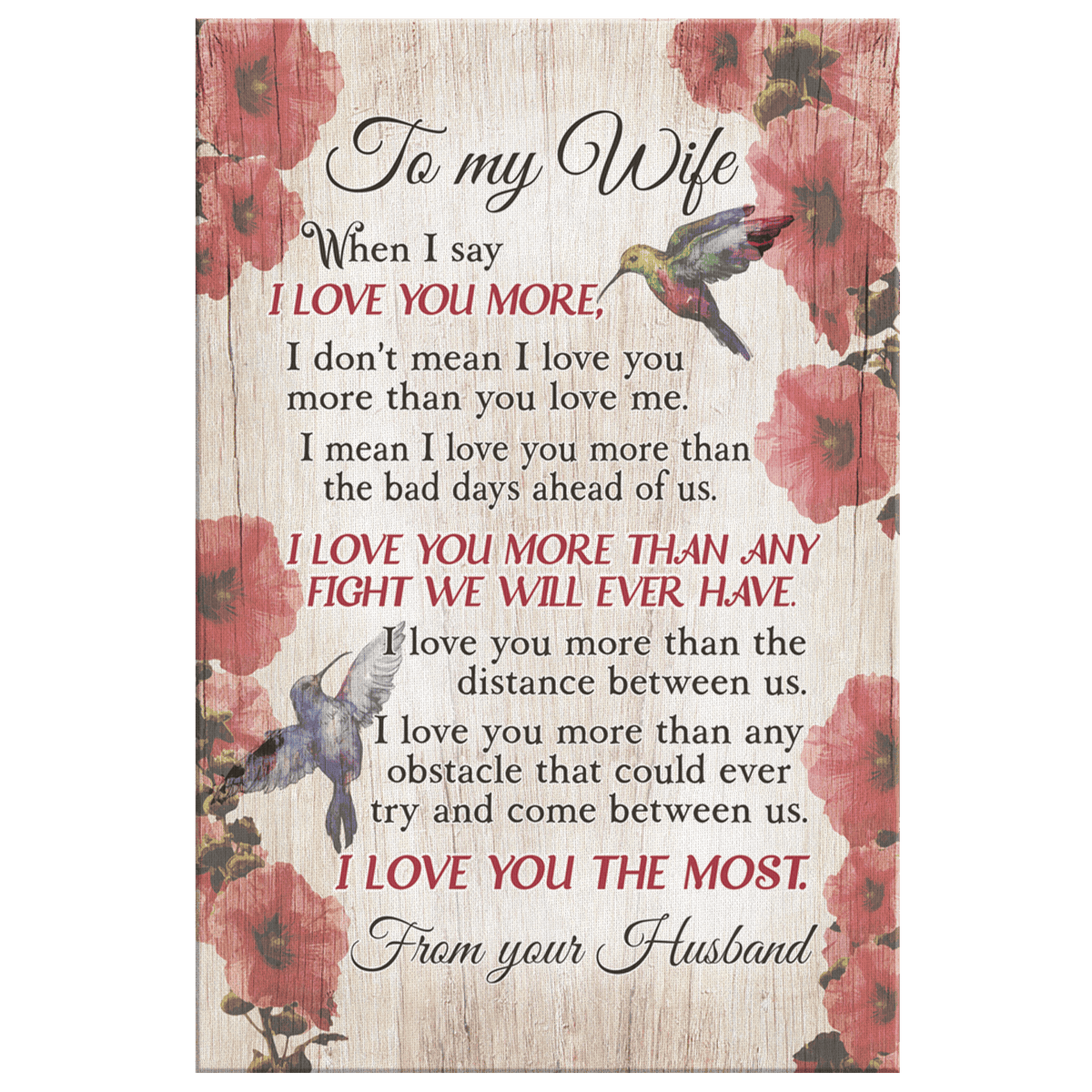 To My Wife - I Love You More Canvas Wall Art – Couple Gift