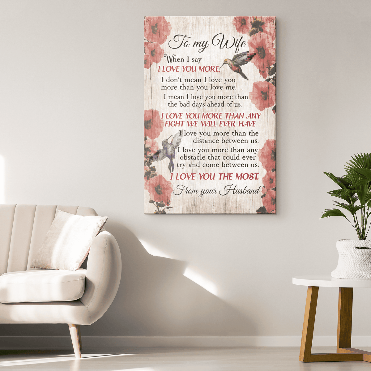 To My Wife - I Love You More Canvas Wall Art – Couple Gift