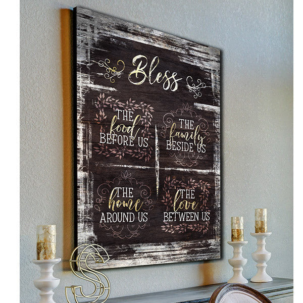 Bless The Food, Family, Home, Love Canvas Wall Art – Kitchen Wall Decor
