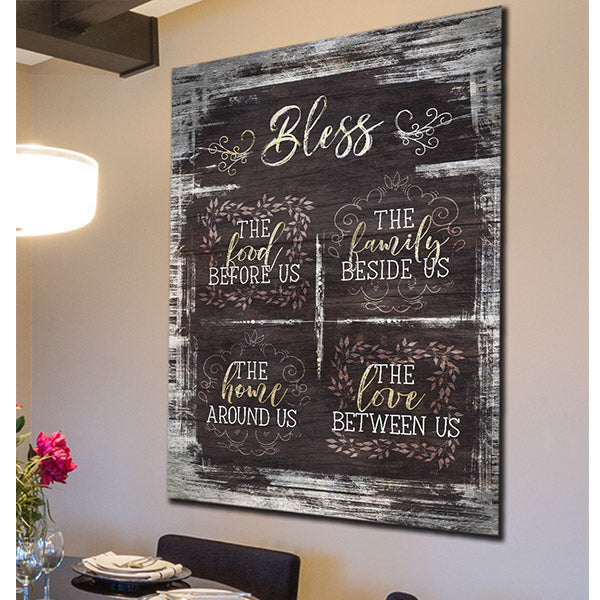 Bless The Food, Family, Home, Love Canvas Wall Art – Kitchen Wall Decor