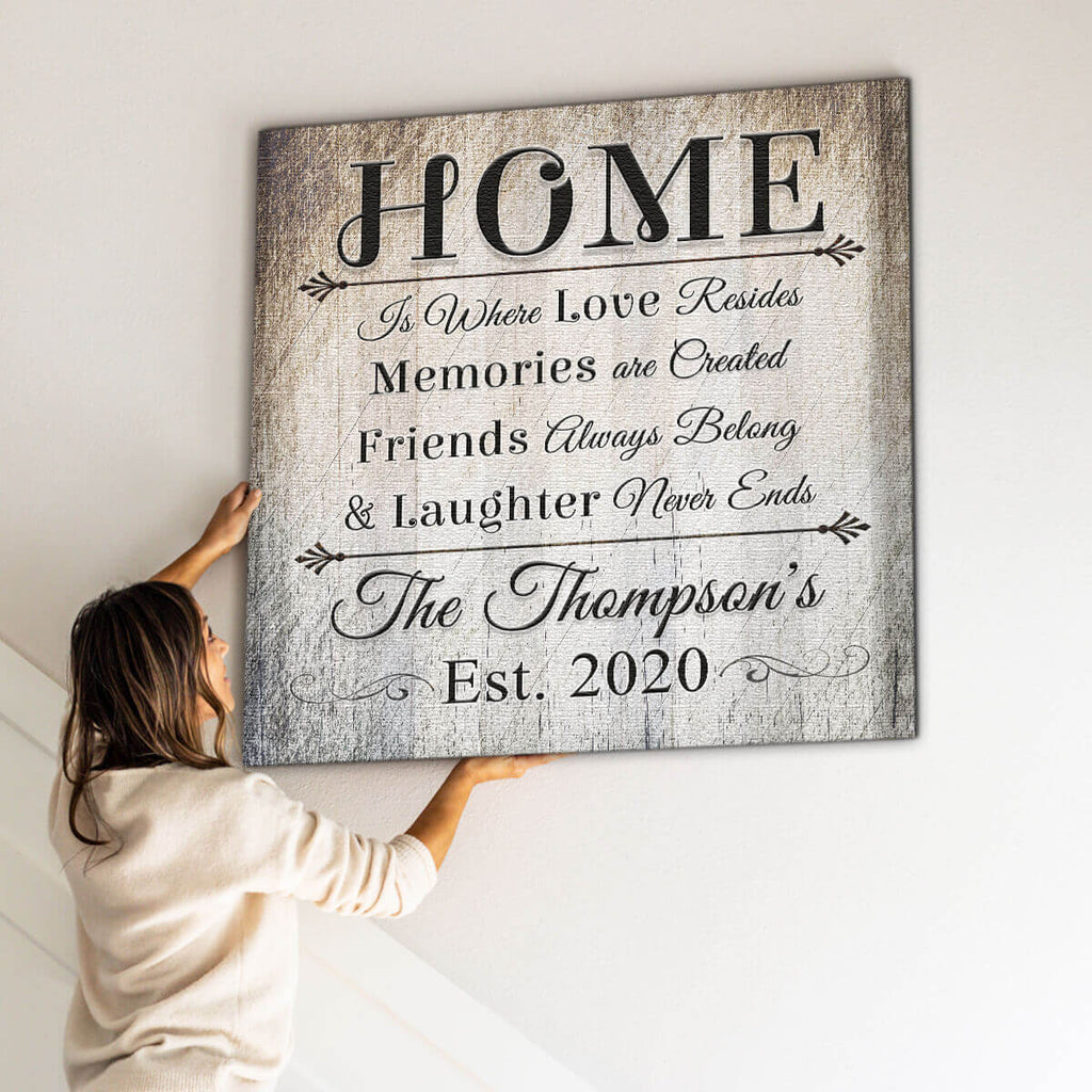 Personalized Home Is Where Love Resides Canvas Wall Art – Family Home Decor