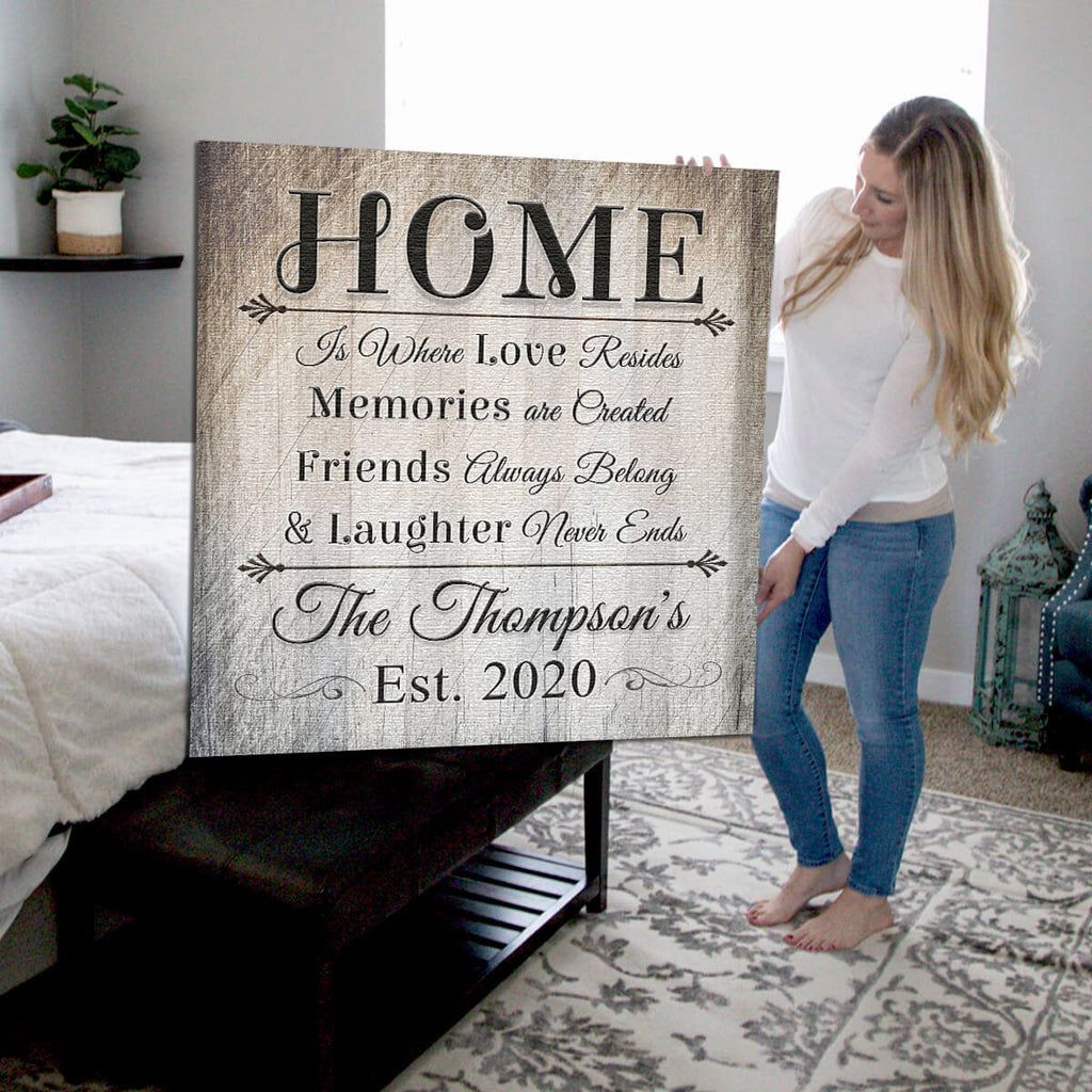 Personalized Home Is Where Love Resides Canvas Wall Art – Family Home Decor