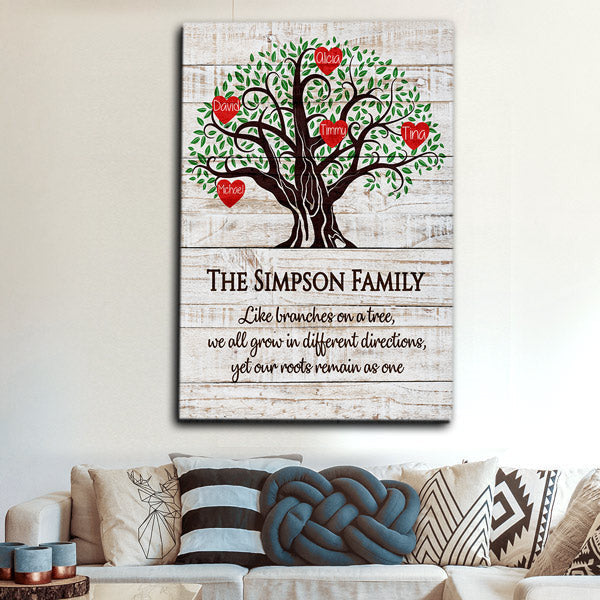 Personalized Family Tree - Roots As One Canvas Wall Art – Family Home Decor