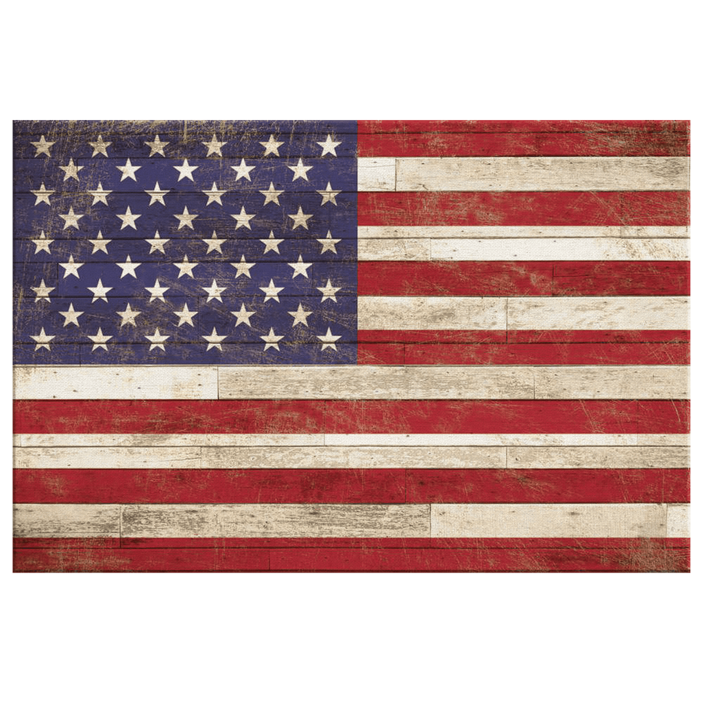 American Flag On Wood Rustic Canvas Wall Art – Patriotic Wall Decor