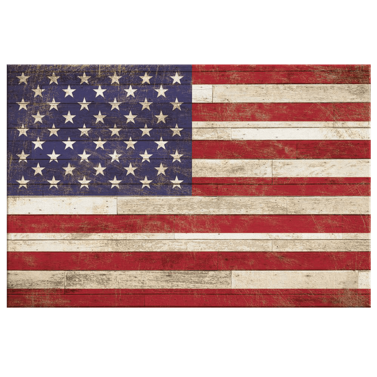 American Flag On Wood Rustic Canvas Wall Art – Patriotic Wall Decor