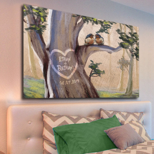 Personalized Birds On A Tree Family & Couple Canvas Wall Art – Family Home Decor