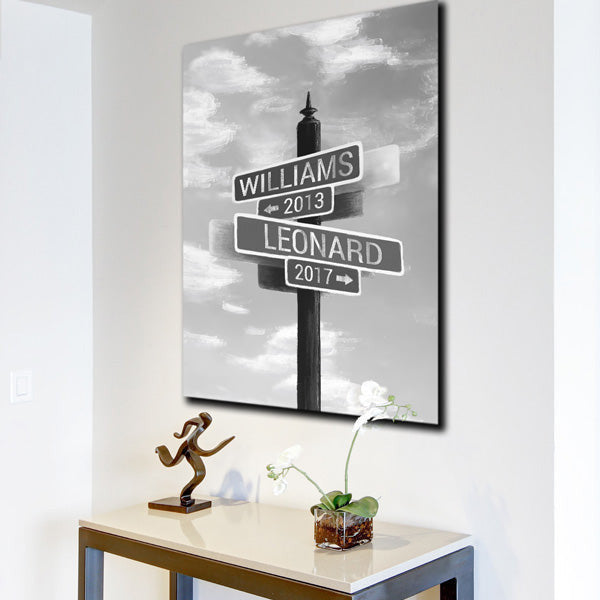 Personalized Intersection Street Sign Canvas Wall Art – Couple Gift