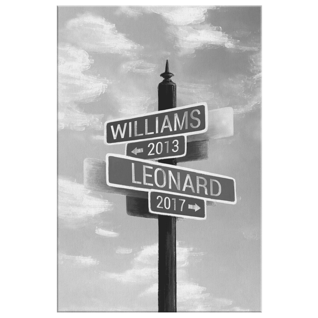Personalized Intersection Street Sign Canvas Wall Art – Couple Gift