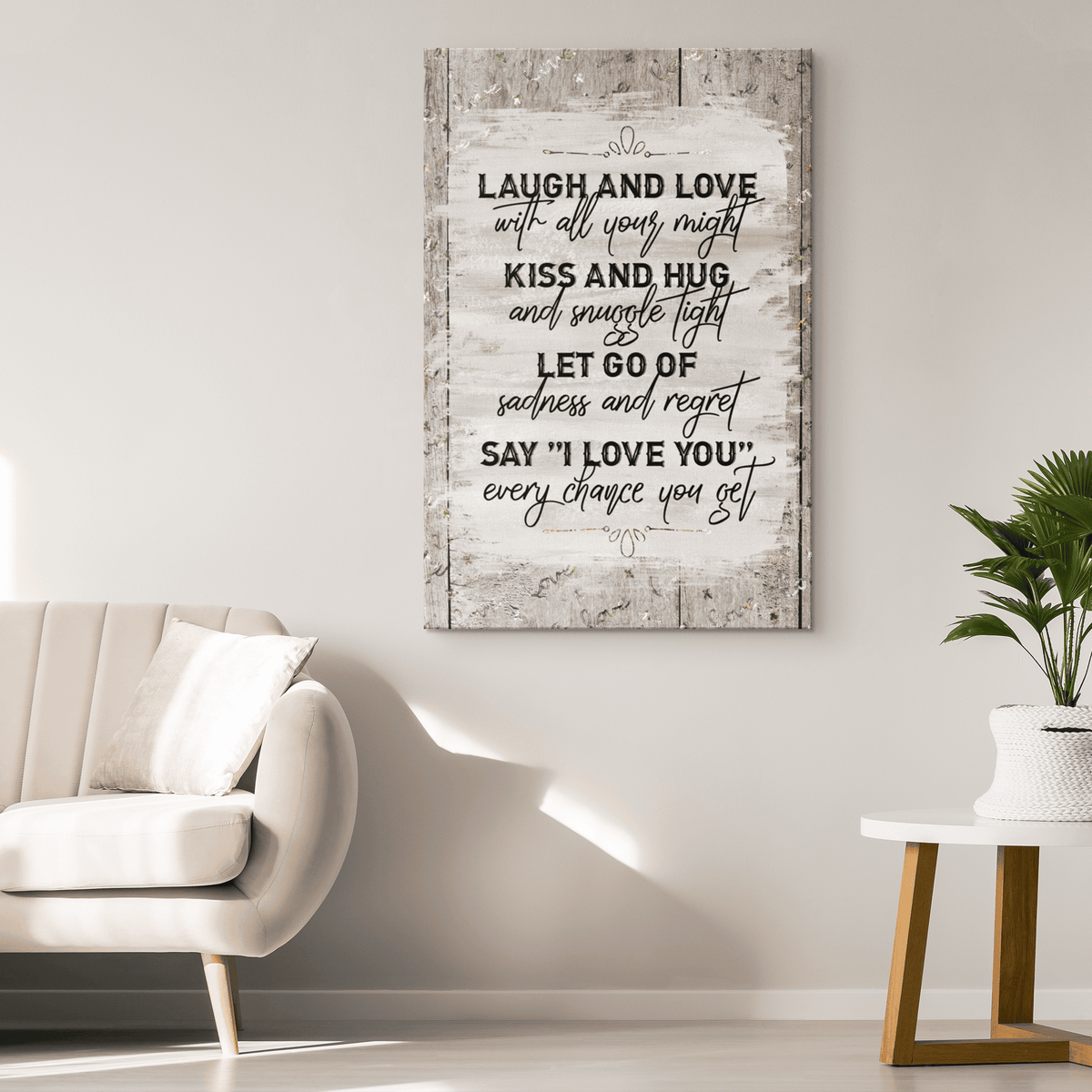 Laugh And Love With All Your Might Canvas Wall Art – Living Room Decor