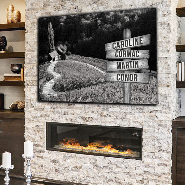 Personalized Names Heart-Shaped Lane Canvas Wall Art – Couple Gift