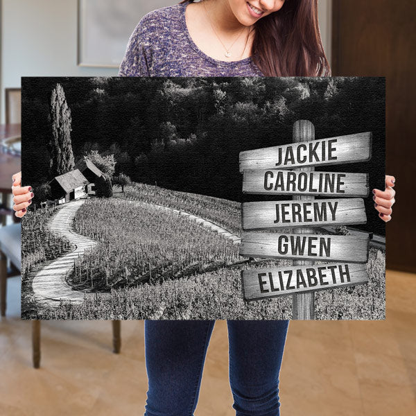 Personalized Names Heart-Shaped Lane Canvas Wall Art – Couple Gift