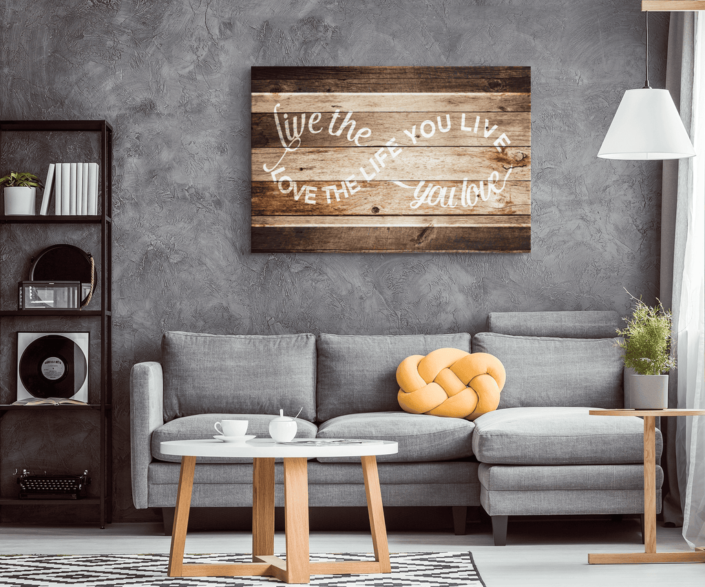 Live The Life You Love Infinity Design Rustic Canvas Wall Art – Farmhouse Wall Decor