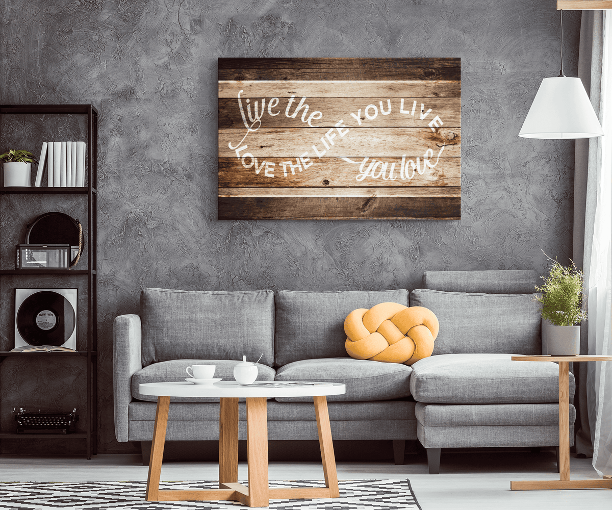 Live The Life You Love Infinity Design Rustic Canvas Wall Art – Farmhouse Wall Decor