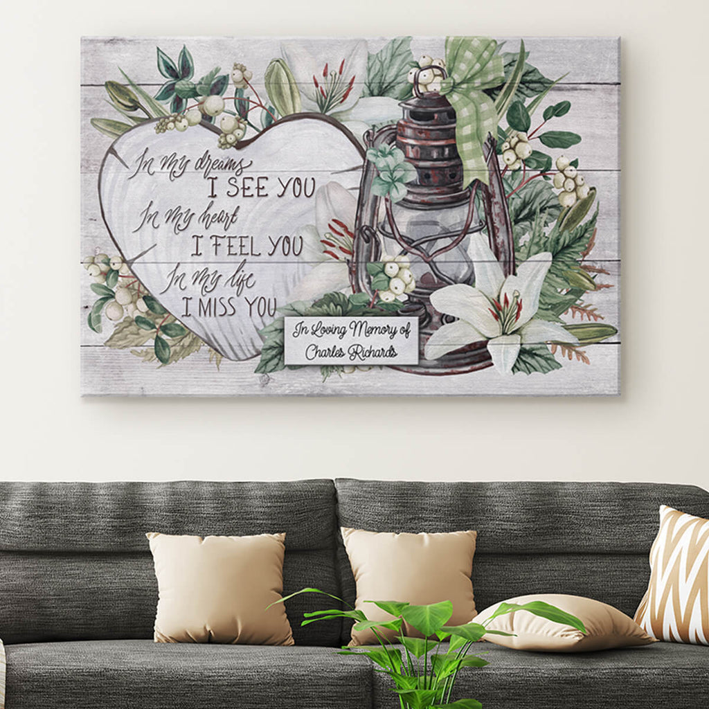 Personalized I See You, Feel You, Miss You Memorial Canvas Wall Art – Memorial Gift
