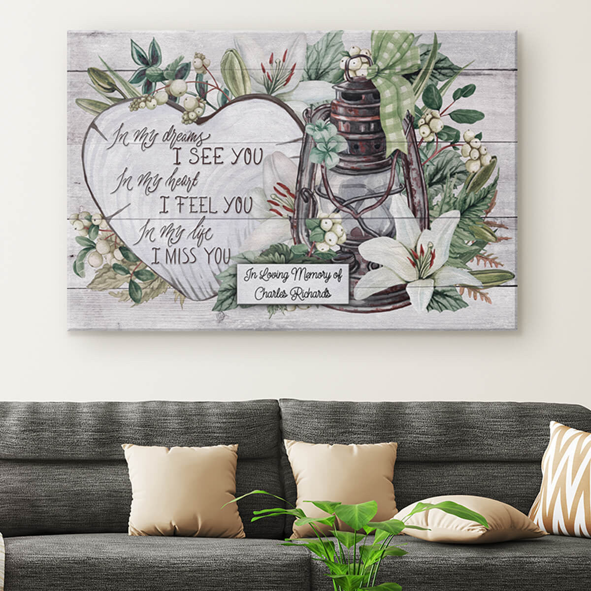 Personalized I See You, Feel You, Miss You Memorial Canvas Wall Art – Memorial Gift